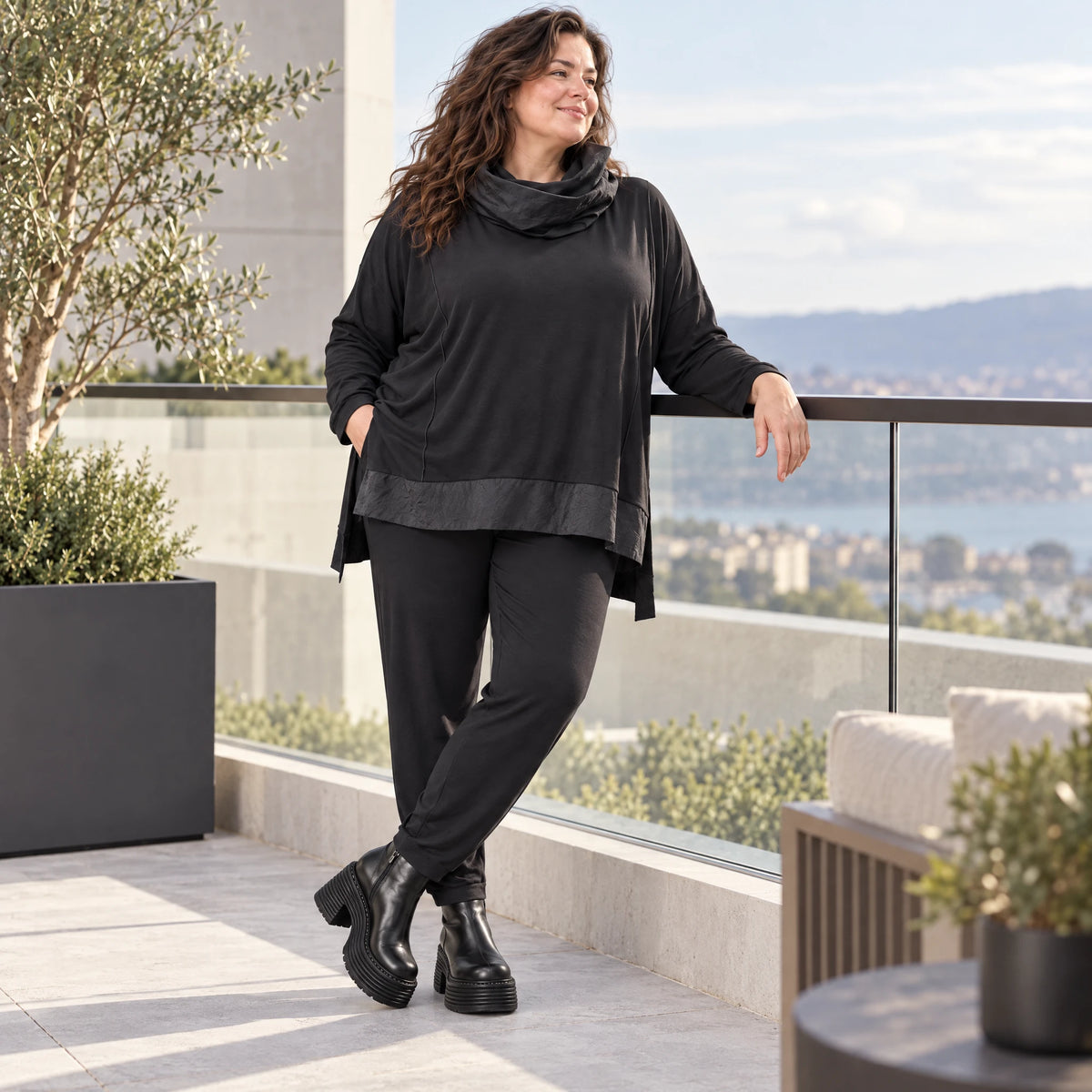 Bequeme Jerseyleggings aus Viskose mit Elasthan im Karottenschnitt mit Elastikbund
