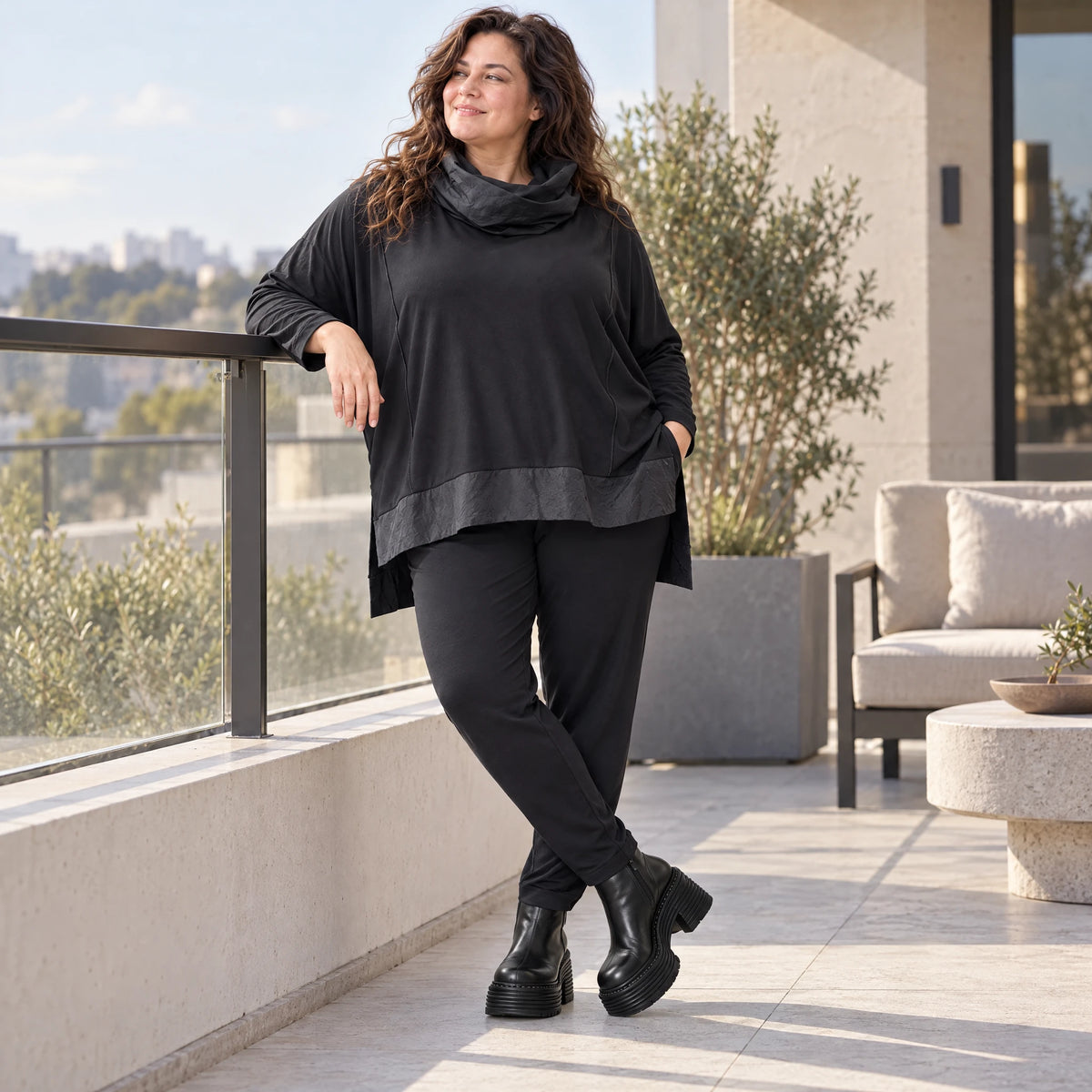 Bequeme Jerseyleggings aus Viskose mit Elasthan im Karottenschnitt mit Elastikbund
