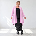 Offener Baumwollstrickcardigan in A-Linie weich warm mit Glockenform ohne Verschluss