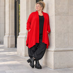 Cardigan aus reiner Baumwolle in A-Linie mit Stehkragen und Seitennahttaschen