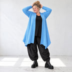 Baumwollstrick Cardigan in A-Linie mit Stehkragen langen Ärmeln und Seitentaschen