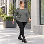 Shirt aus weichem Stretchjersey in Schwarz/Weiß mit 7/8-Arm und gerundetem Schnitt