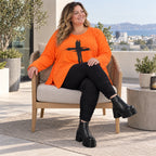 Langarmshirt in Orange aus weichem Stretchjersey mit schmeichelnder A-Linie für jeden Tag