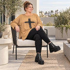 Langarmshirt Basic in Camel aus weichem Jersey mit Elasthan und schmeichelnder A-Linie