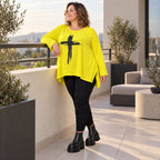 Langarmshirt in strahlendem Gelb aus weichem italienischem Stretchjersey mit A-Linie