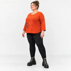 Shirt in Orange aus weichem Stretchjersey mit gerundetem Saum und aufgesetzten Taschen