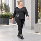 Schwarzes Basic Shirt aus weichem Stretchjersey mit Rundhalsausschnitt und 7/8-Arm