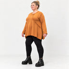 Langarmshirt in Braun aus weichem Stretchjersey mit fließender A-Linie für den Alltag