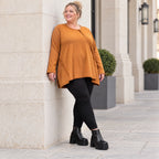 Langarmshirt in Braun aus weichem Stretchjersey mit fließender A-Linie für den Alltag