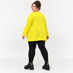 Langarmshirt in strahlendem Gelb mit fließender A-Linie aus weichem Baumwolljersey