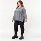 Weiches Langarmshirt in Grau mit fließender A-Linie aus feinem Jersey mit Elasthananteil