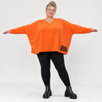 Langarmshirt in kräftigem Orange mit lässig kastigem Schnitt aus weichem Baumwolljersey