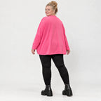 Langarmshirt in Pink aus weichem Stretchjersey mit V-Ausschnitt und kastiger Silhouette