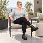 Langarmshirt in Grau/Schwarz aus weichem Flauschgarn mit Rundhalsausschnitt und Taschen