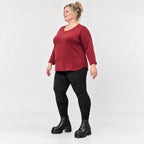 Langarmshirt aus flauschigem Feinstrick in Rot/Weiß mit Rundhalsausschnitt und Taschen