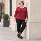 Langarmshirt aus flauschigem Feinstrick in Rot/Weiß mit Rundhalsausschnitt und Taschen