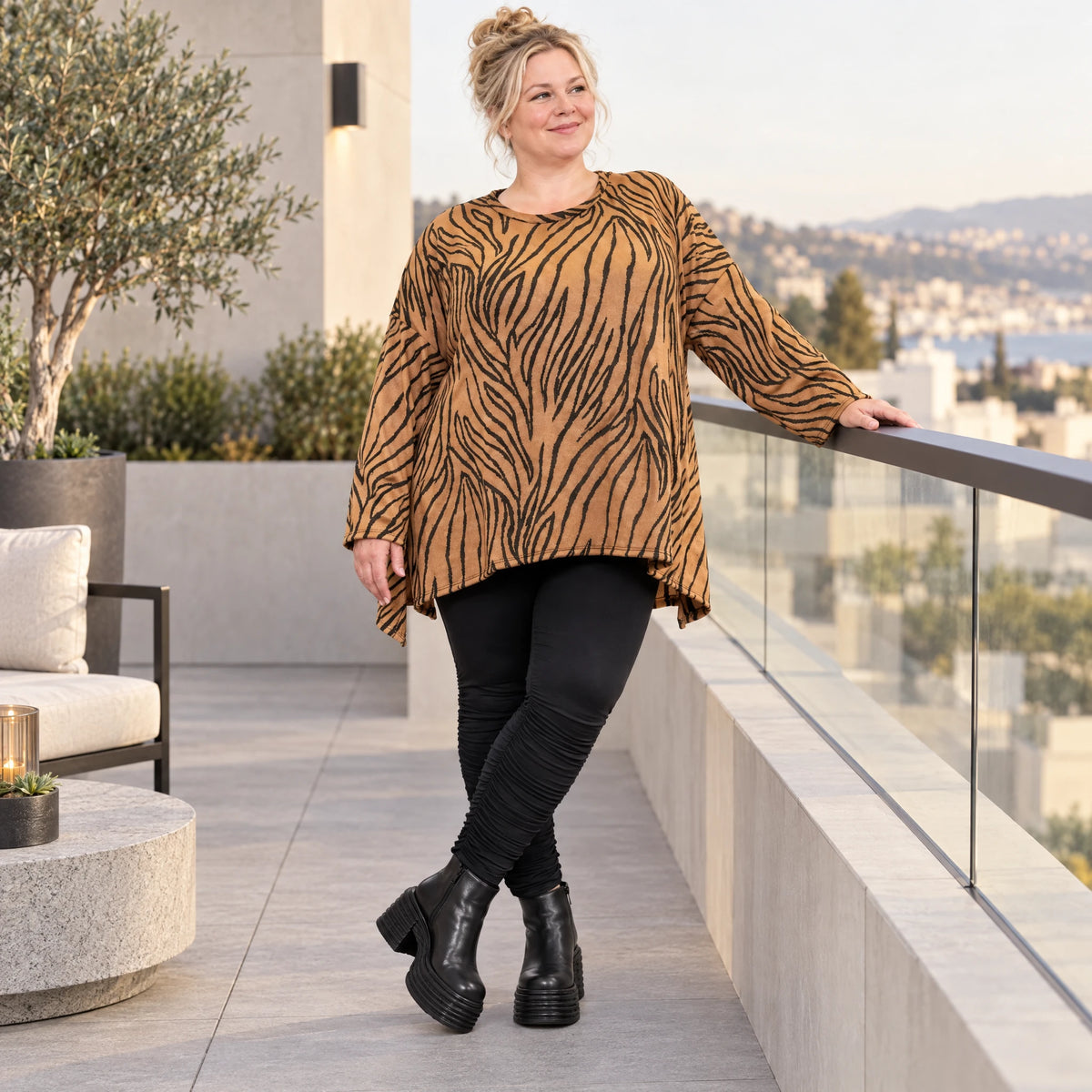 Feinstrickshirt in Braun/Schoko mit fließender A-Linie weich und flauschig aus Italien