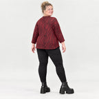 Langarmshirt aus kuscheligem Feinstrick mit Rundhalsausschnitt im Zebralook Rot/Schwarz