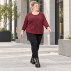 Langarmshirt aus kuscheligem Feinstrick mit Rundhalsausschnitt im Zebralook Rot/Schwarz