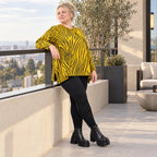 Kuscheliges Langarmshirt aus flauschigem Feinstrick in A-Linie mit Gelb/Schwarz Muster