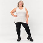 Ärmelloses Basic Top aus weichem Modal mit Stretch in Beige mit seitlichen Schlitzen