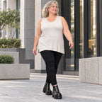 Ärmelloses Basic Top aus weichem Modal mit Stretch in Beige mit seitlichen Schlitzen