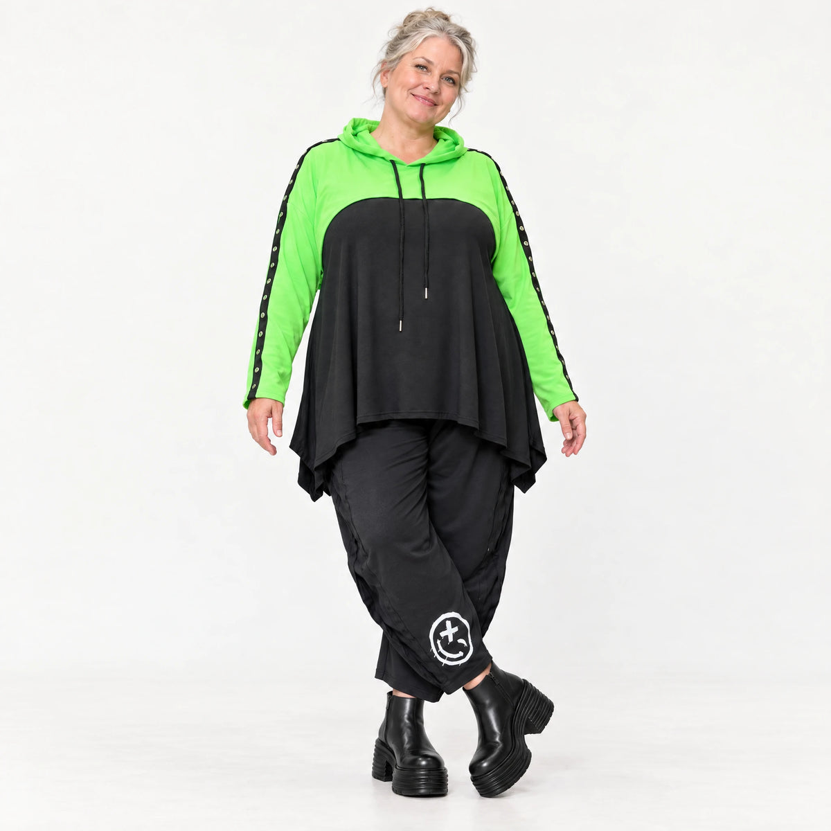 Überwurf in frischem Grün aus weichem Stretchjersey mit gerader Form und Vokuhilalinie