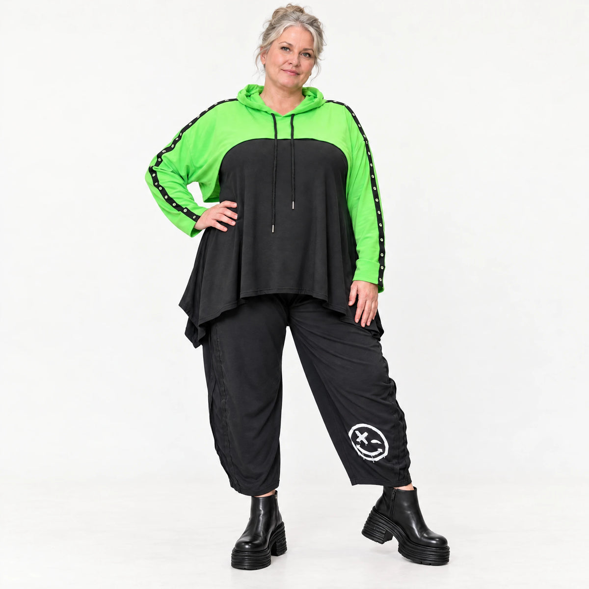 Überwurf in frischem Grün aus weichem Stretchjersey mit gerader Form und Vokuhilalinie