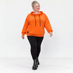 Hoody in leuchtendem Orange aus weichem Stretchjersey mit Kapuze und langen Ärmeln