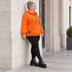 Hoody in leuchtendem Orange aus weichem Stretchjersey mit Kapuze und langen Ärmeln