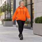 Hoody in leuchtendem Orange aus weichem Stretchjersey mit Kapuze und langen Ärmeln