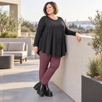 Karottenhose aus fließendem Bengaline in Fuchsia/Schwarz/Weiß mit elastischem Bund