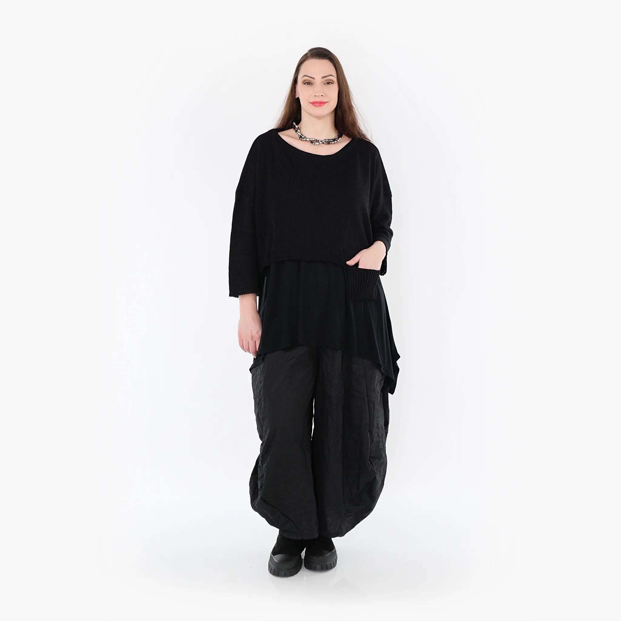  AKH Fashion Überwurf in kastiger Form, aus Baumwolle, 1110.02430, Schwarz, Schick, Modern