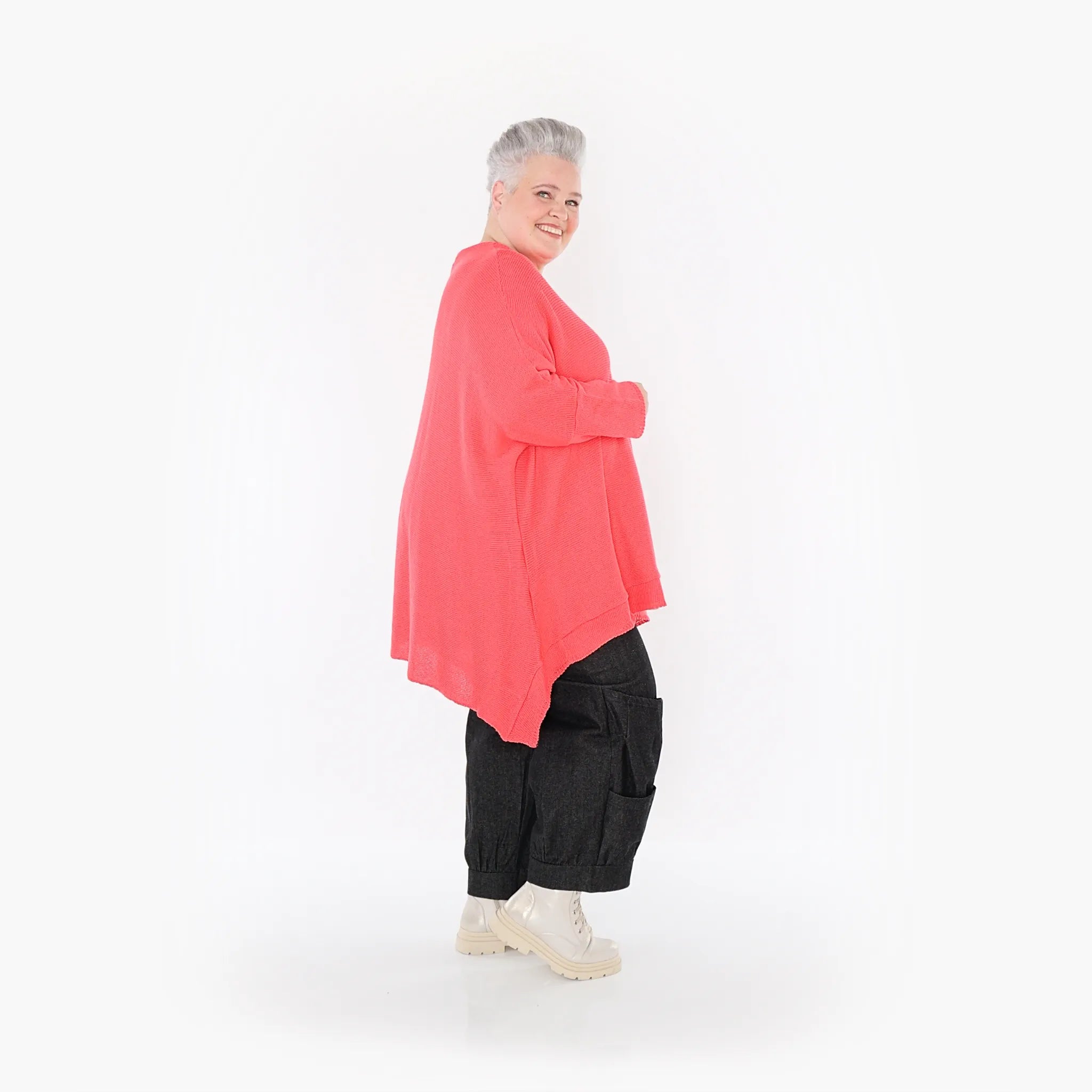  A-Form Bigshirt von AKH Fashion aus Baumwolle, 1110.02307, KorallRot, Ausgefallen, Zeitlos