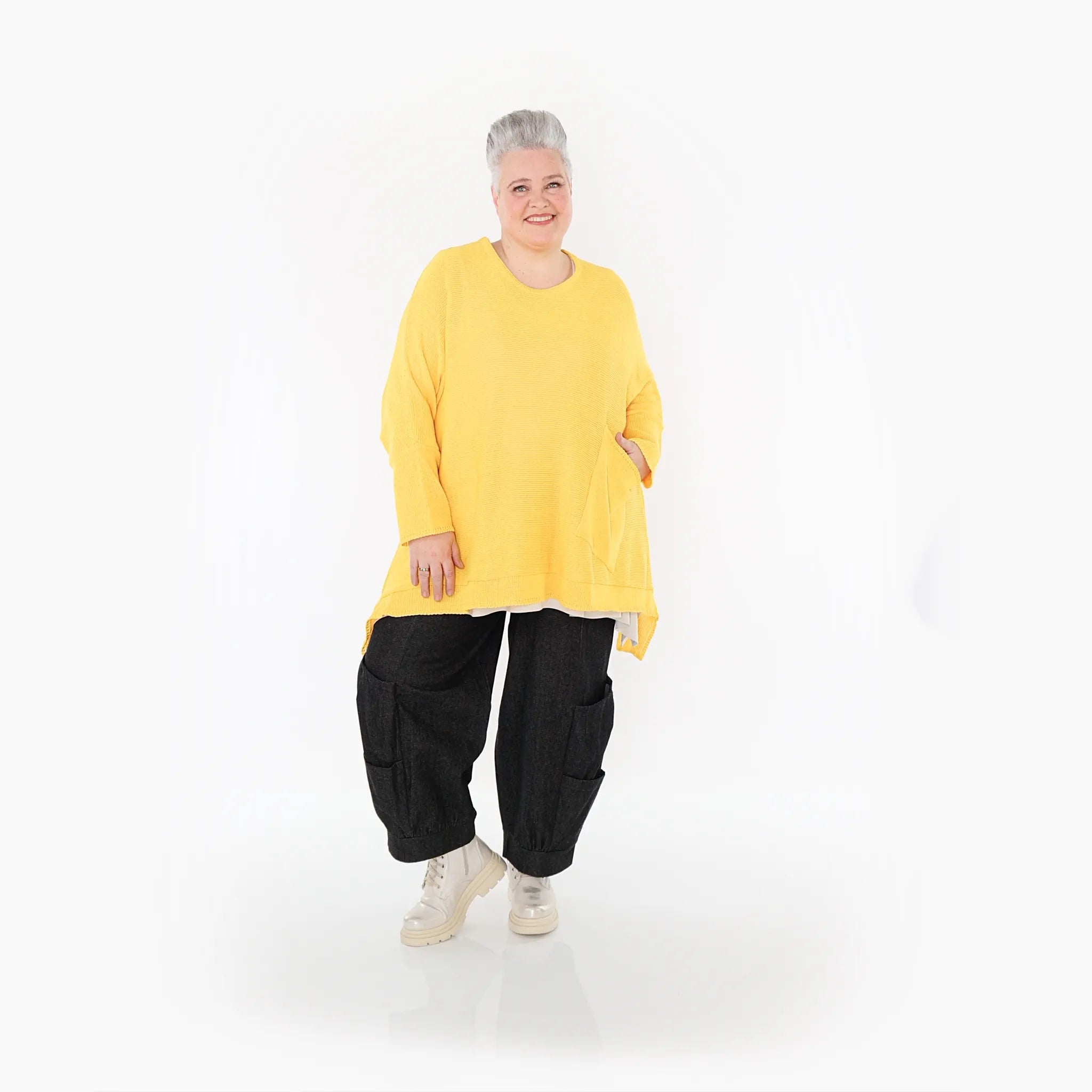  A-Form Bigshirt von AKH Fashion aus Baumwolle, 1110.02307, Gelb, Ausgefallen, Zeitlos, Schick