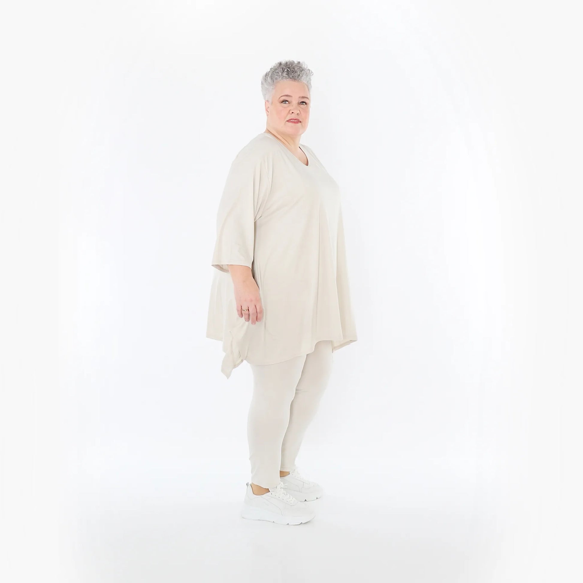  A-Form Bigshirt von AKH Fashion aus Viskose, 1233.01019, Beige, Ausgefallen, Zeitlos, Schick