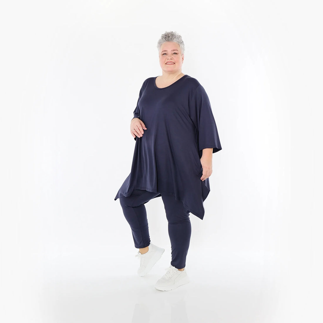  A-Form Bigshirt von AKH Fashion aus Viskose, 1233.01019, Marine, Ausgefallen, Zeitlos, Schick