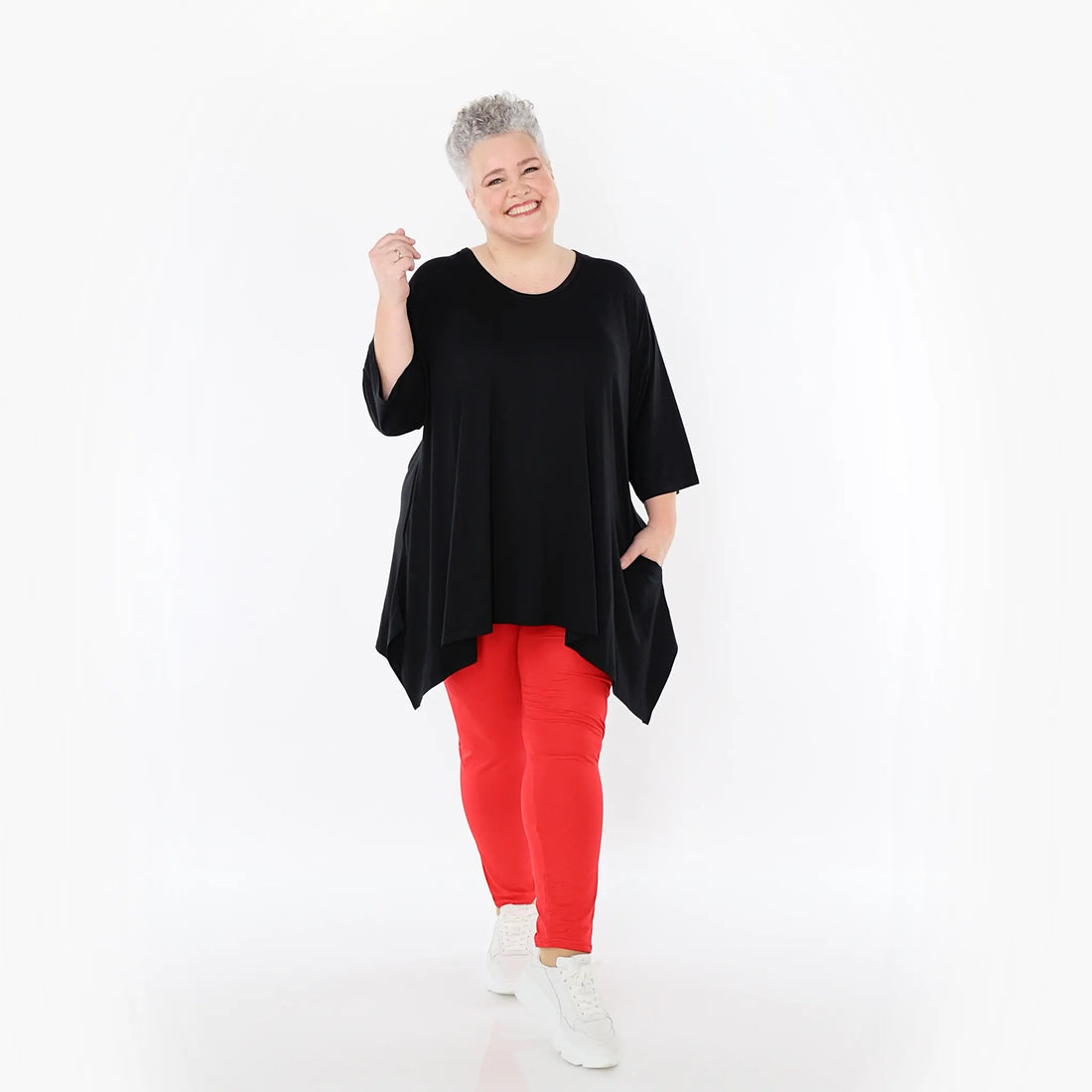  A-Form Bigshirt von AKH Fashion aus Viskose, 1233.01019, Schwarz, Ausgefallen, Zeitlos