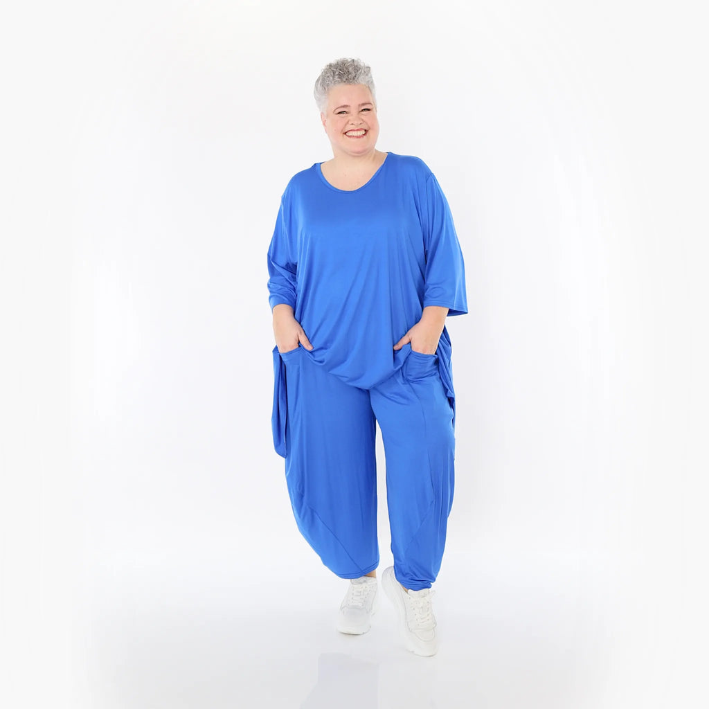  A-Form Bigshirt von AKH Fashion aus Viskose, 1233.01019, Royalblau, Ausgefallen, Zeitlos