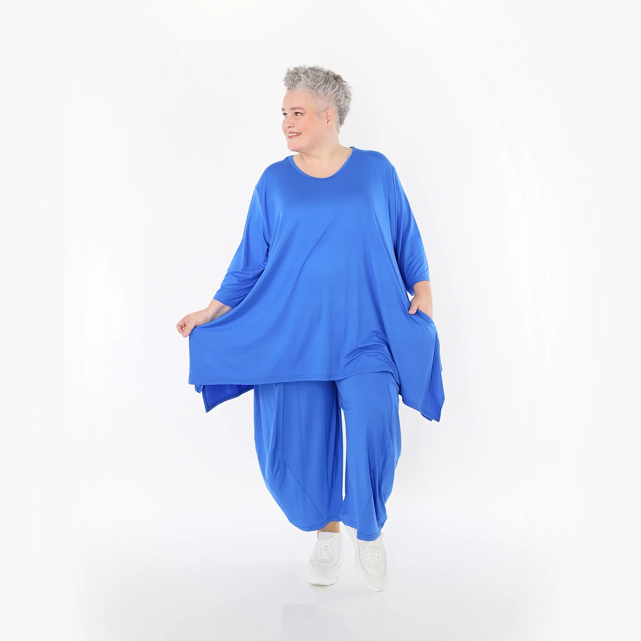  A-Form Bigshirt von AKH Fashion aus Viskose, 1233.01019, Royalblau, Ausgefallen, Zeitlos