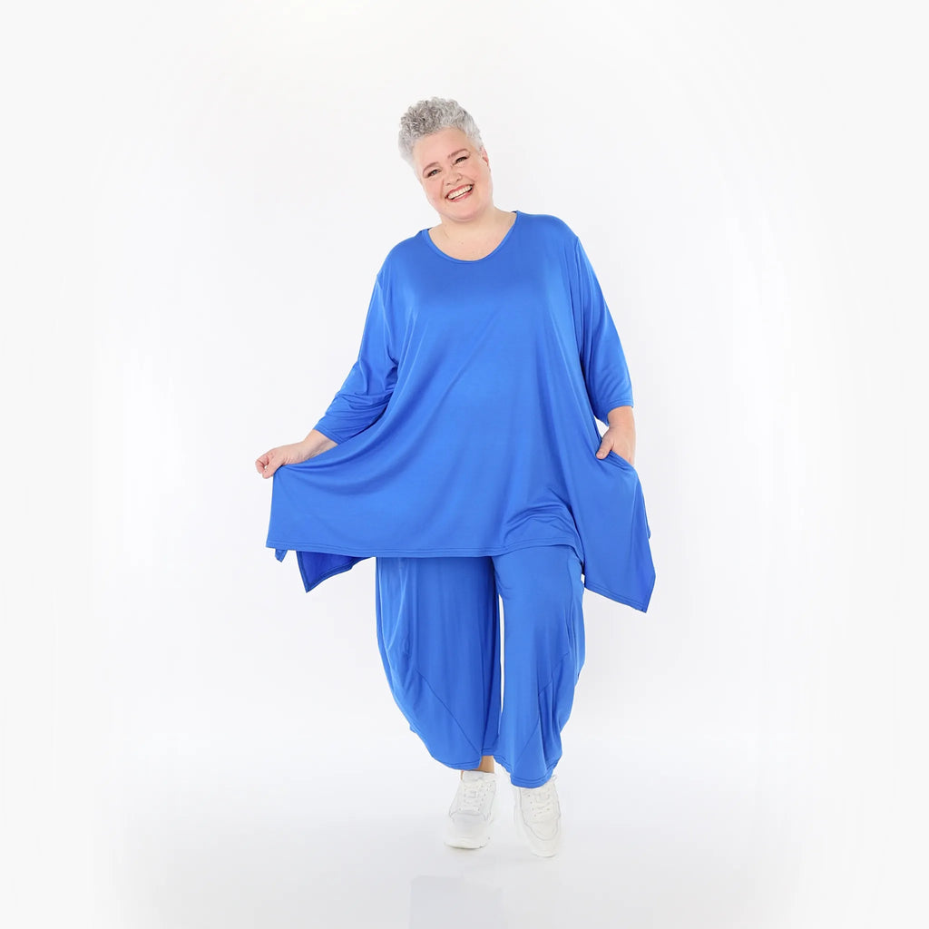  A-Form Bigshirt von AKH Fashion aus Viskose, 1233.01019, Royalblau, Ausgefallen, Zeitlos