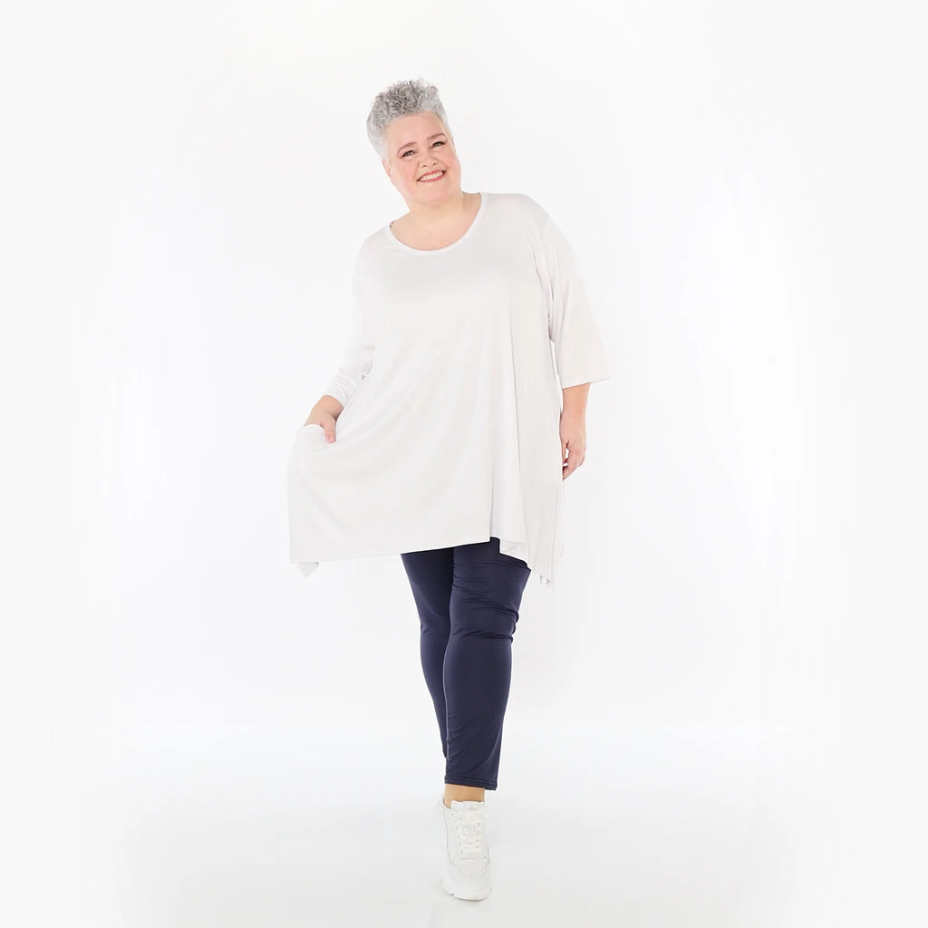  A-Form Bigshirt von AKH Fashion aus Viskose, 1233.01019, Weiß, Ausgefallen, Zeitlos, Schick