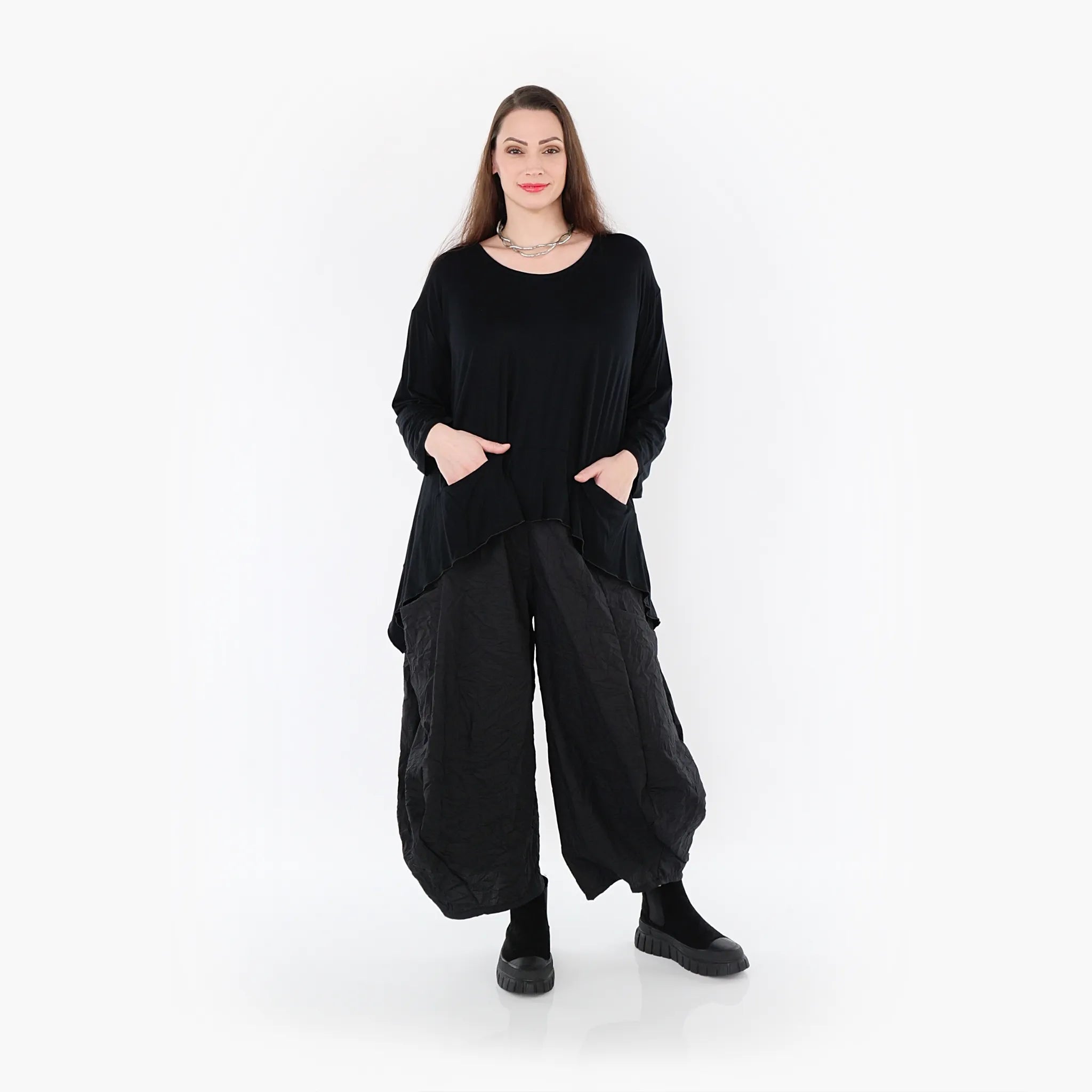  A-Form Bigshirt von AKH Fashion aus Viskose, 1233.01078, Schwarz, Schick, Modern, Bequem