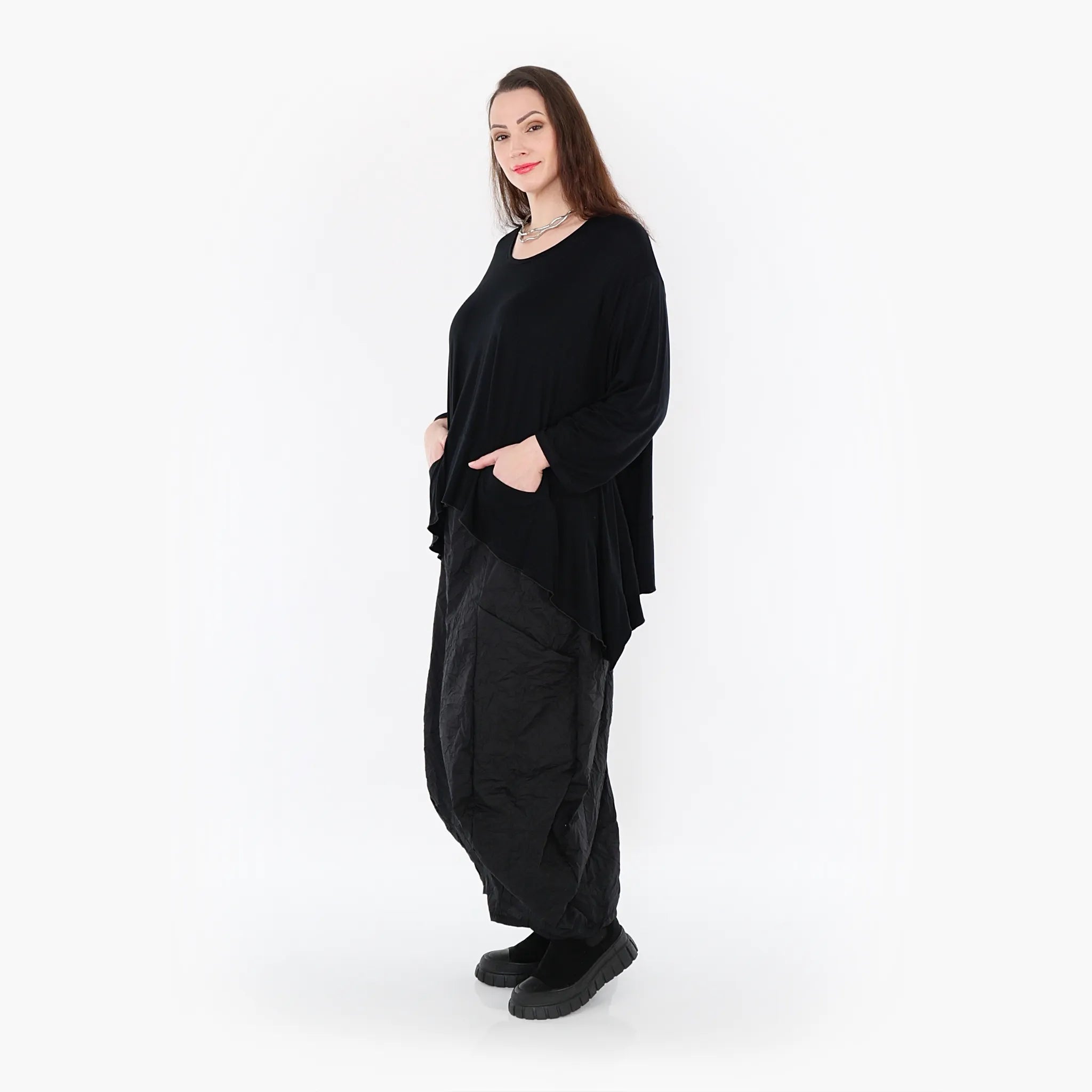  A-Form Bigshirt von AKH Fashion aus Viskose, 1233.01078, Schwarz, Schick, Modern, Bequem