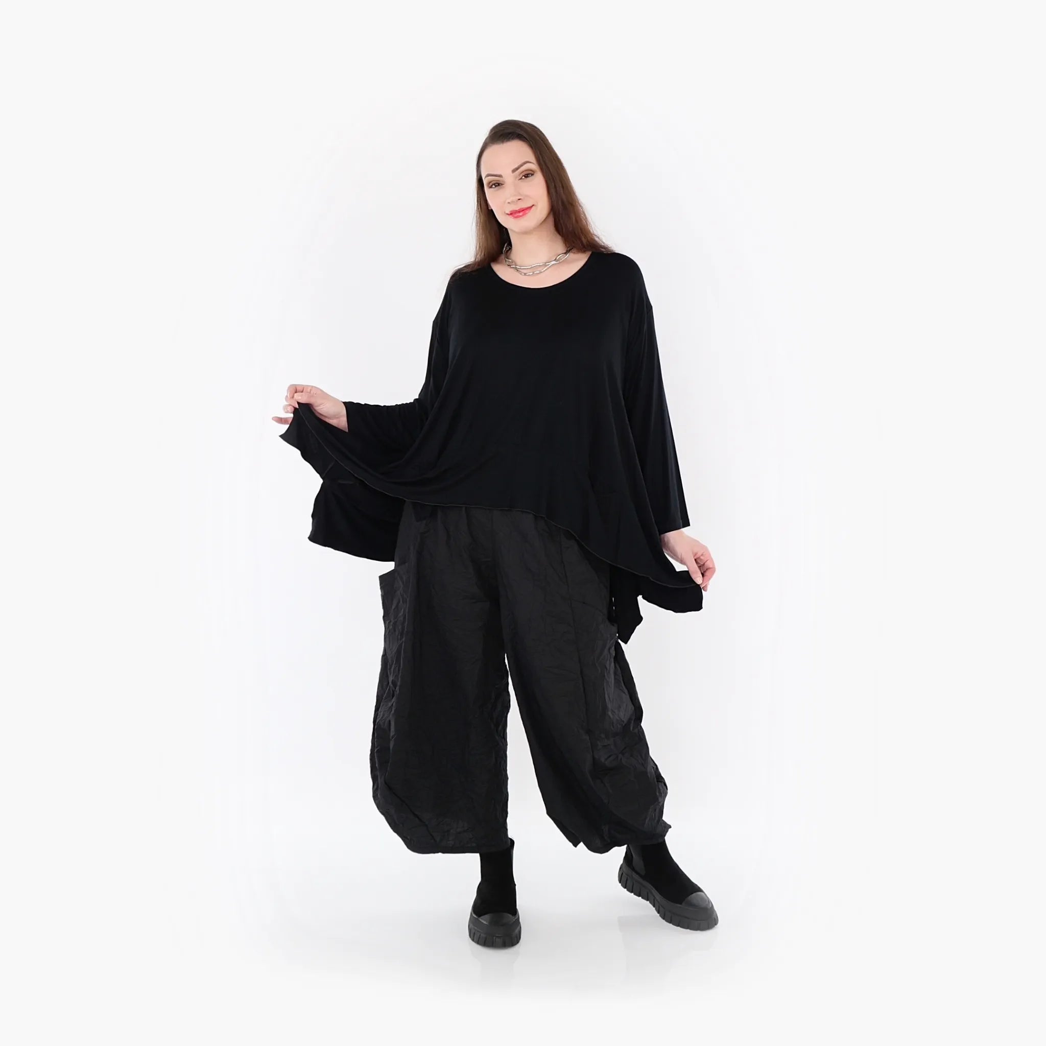  A-Form Bigshirt von AKH Fashion aus Viskose, 1233.01078, Schwarz, Schick, Modern, Bequem