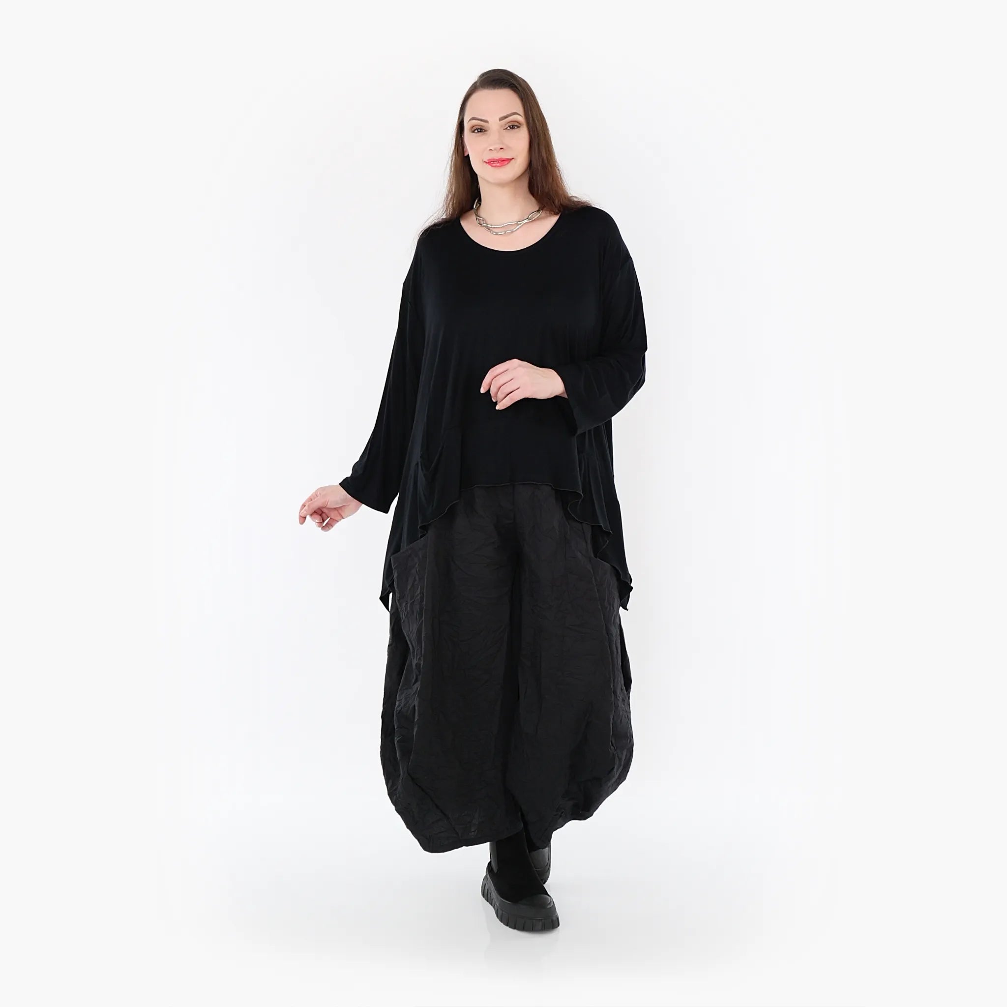  A-Form Bigshirt von AKH Fashion aus Viskose, 1233.01078, Schwarz, Schick, Modern, Bequem
