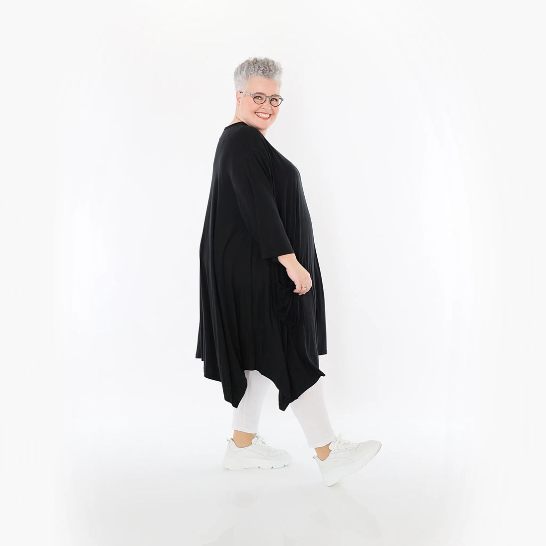  A-Form Bigshirt von AKH Fashion aus Viskose, 1233.02030, Schwarz, Ausgefallen, Zeitlos