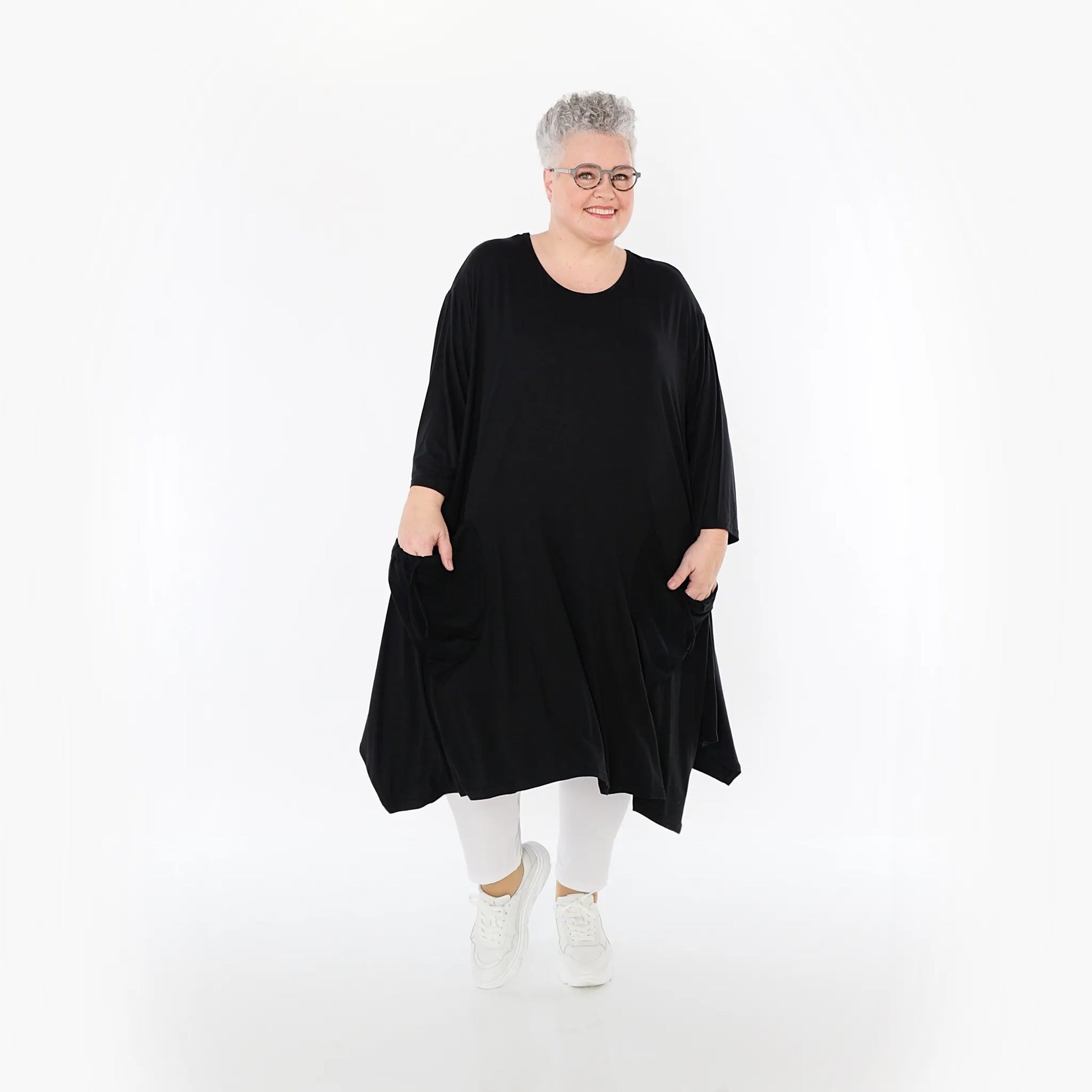  A-Form Bigshirt von AKH Fashion aus Viskose, 1233.02030, Schwarz, Ausgefallen, Zeitlos