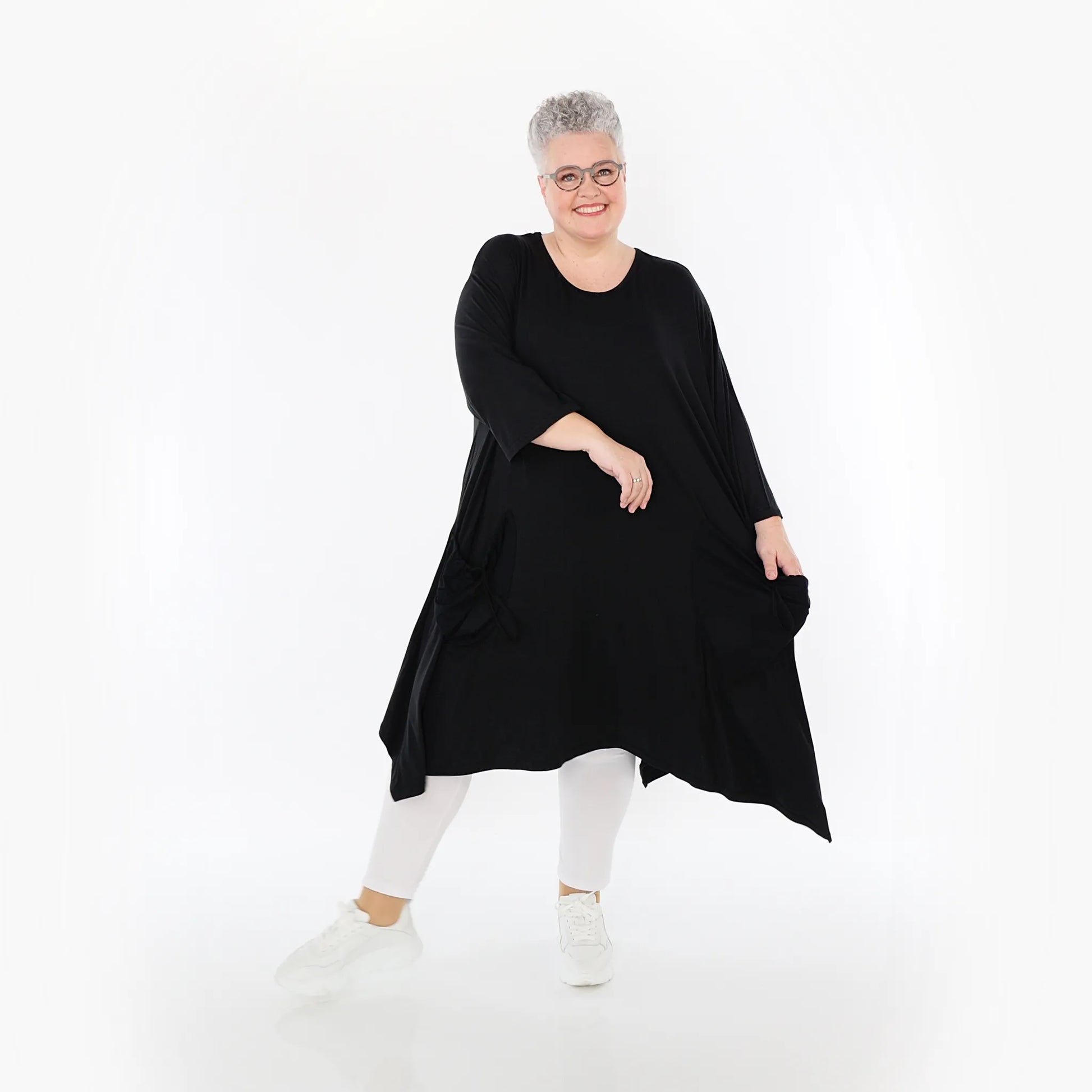  A-Form Bigshirt von AKH Fashion aus Viskose, 1233.02030, Schwarz, Ausgefallen, Zeitlos