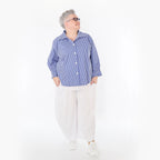 Damen Hose Lagenlook Viskose Weiß, Ballonschnitt, aufgesetzte Taschen, Oversize große Größen – AKH Basics